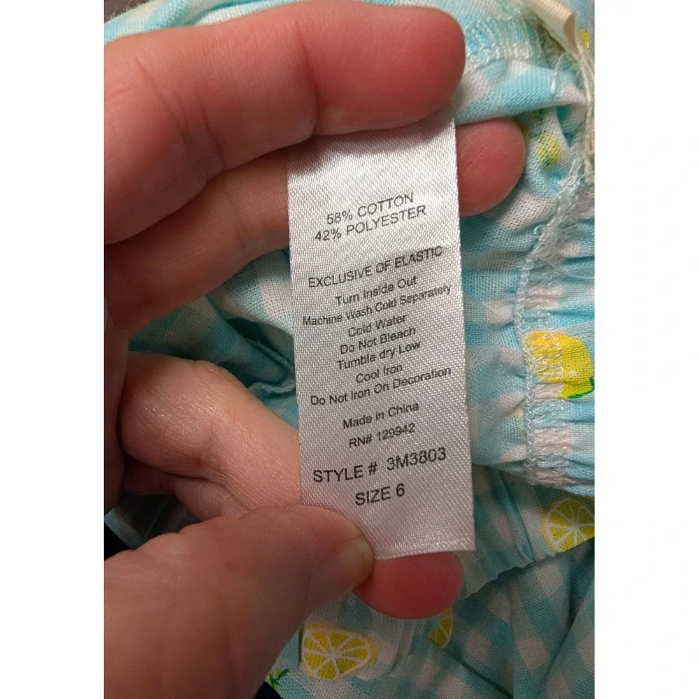 btween Girls Lemon Gingham Capri Pants Elastic Waist Size 6